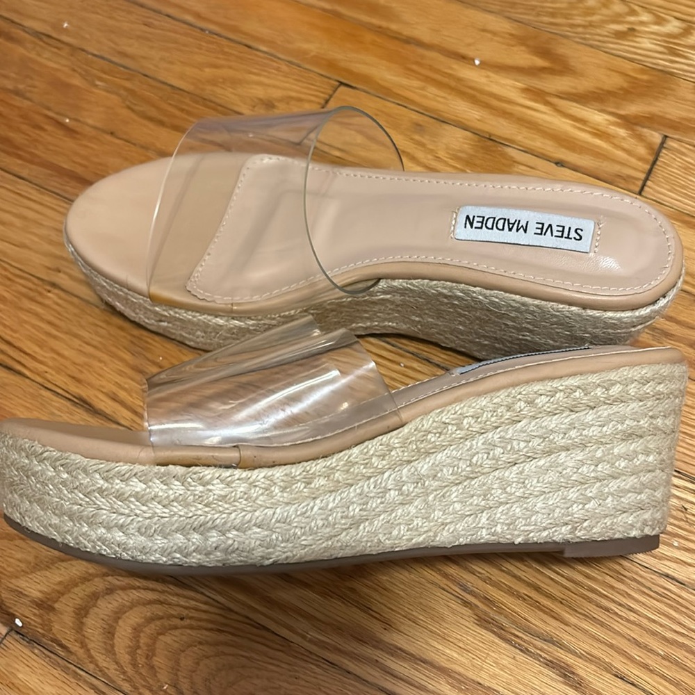Steve Madden clear strap wedges